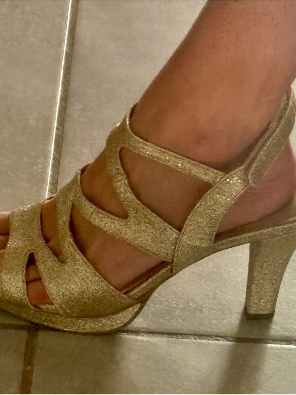 Naturalizer Gold Glitter Strappy Heels